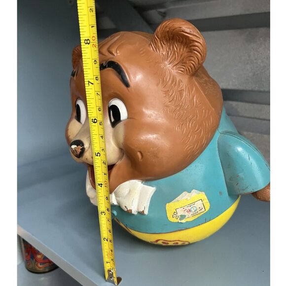 Vintage 1969 Fisher Price Roly Poly Bear Toy – Rolling Wobbly Bear Collectible - Picture 10 of 11
